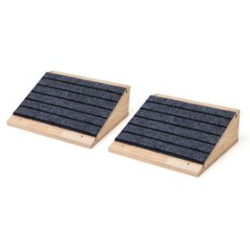 Pine Wood Pet Stairs, 11.8"L x 10.2"W x 3.9"H, Natural Wood & Grey